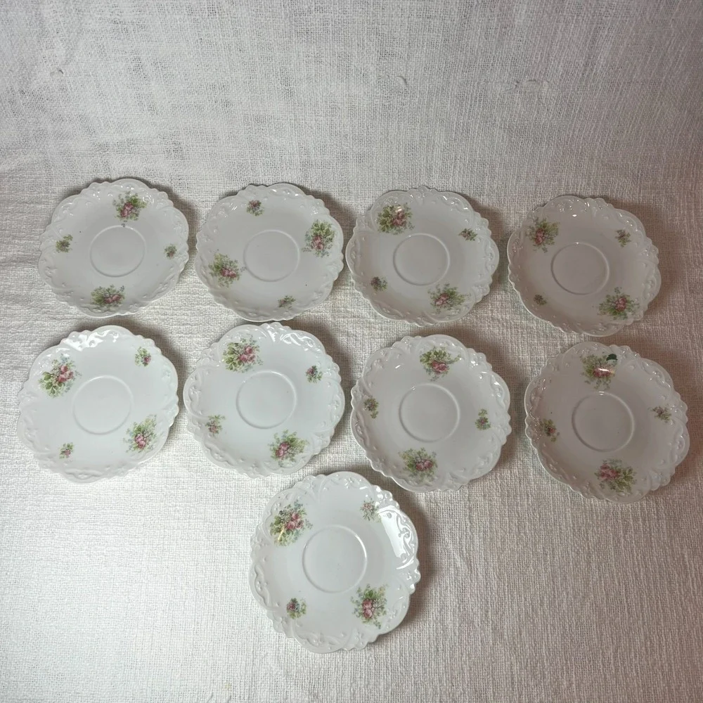Vintage Set of 9 Bassett‎ Austria Limoges Fine China Saucer 5.5